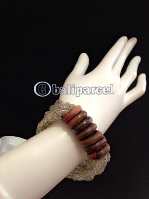 Bracelet, Handmade From Beads With Wood Ring 7