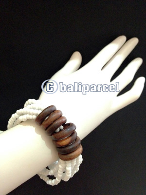 Bracelet, Handmade From Beads With Wood Ring 7