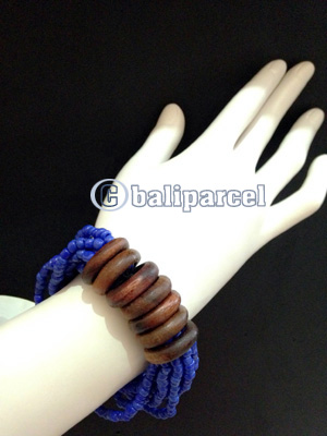 Bracelet, Handmade From Beads With Wood Ring 7