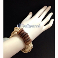 Bracelet, Handmade From Beads With Wood Ring 7