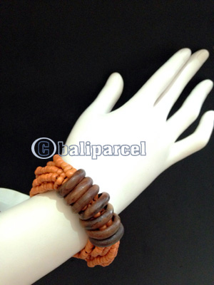Bracelet, Handmade From Beads With Wood Ring 7