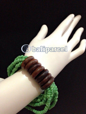 Bracelet, Handmade From Beads With Wood Ring 7