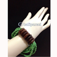 Bracelet, Handmade From Beads With Wood Ring 7