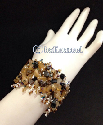 Bracelet, Handmade From Beads With Stone