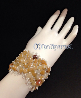 Bracelet, Handmade From Beads With Stone