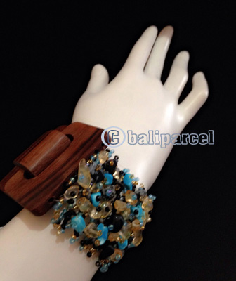 Bracelet, Handmade From Stone With Close Wood