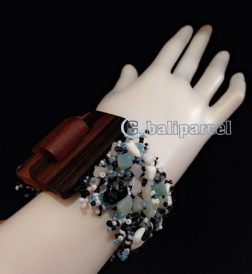 Bracelet, Handmade From Stone With Close Wood