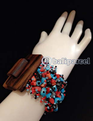 Bracelet, Handmade From Stone With Close Wood