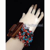 Bracelet, Handmade From Stone With Close Wood