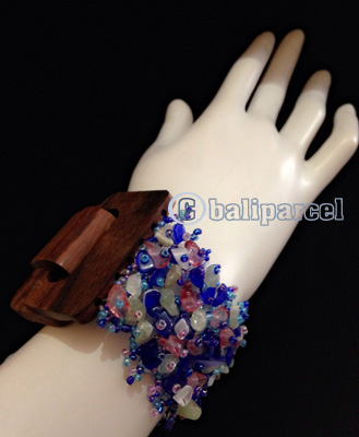 Bracelet, Handmade From Stone With Close Wood