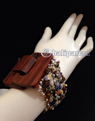Bracelet, Handmade From Stone With Close Wood