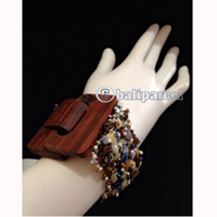 Bracelet, Handmade From Stone With Close Wood