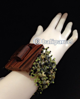 Bracelet, Handmade From Stone With Close Wood
