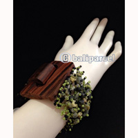 Bracelet, Handmade From Stone With Close Wood
