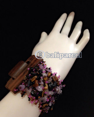 Bracelet, Handmade From Stone With Close Wood
