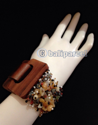Bracelet, Handmade From Stone With Close Wood