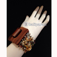 Bracelet, Handmade From Stone With Close Wood