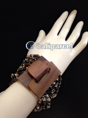 Bracelet, Handmade From Stone With Close Wood