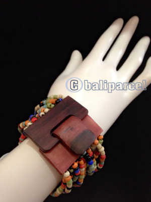 Bracelet, Handmade From Stone With Close Wood