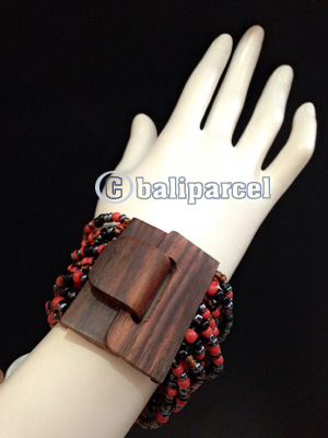 Bracelet, Handmade From Stone With Close Wood