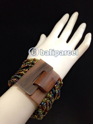 Bracelet, Handmade From Stone With Close Wood