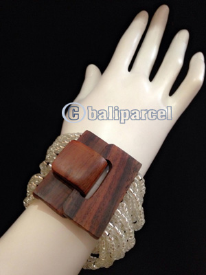 Bracelet, Handmade From Stone With Close Wood