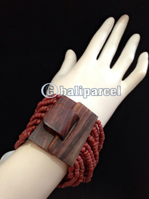 Bracelet, Handmade From Stone With Close Wood