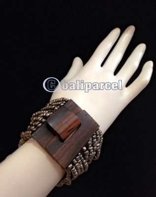 Bracelet, Handmade From Stone With Close Wood