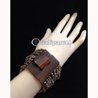 Bracelet, Handmade From Stone With Close Wood