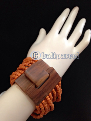 Bracelet, Handmade From Stone With Close Wood