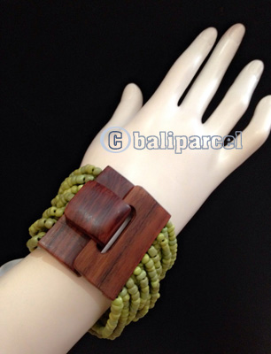 Bracelet, Handmade From Stone With Close Wood