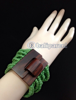 Bracelet, Handmade From Stone With Close Wood