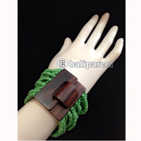 Bracelet, Handmade From Stone With Close Wood