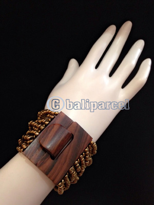 Bracelet, Handmade From Stone With Close Wood