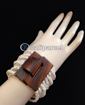 Bracelet, Handmade From Stone With Close Wood