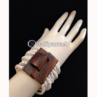 Bracelet, Handmade From Stone With Close Wood