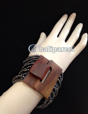 Bracelet, Handmade From Stone With Close Wood