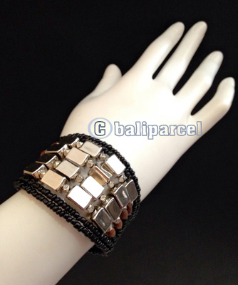 Bracelet, Handmade From Beads With Silver Metal