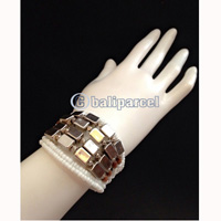 Bracelet, Handmade From Beads With Silver Metal