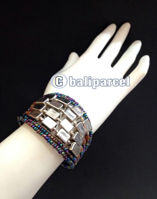 Bracelet, Handmade From Beads With Silver Metal
