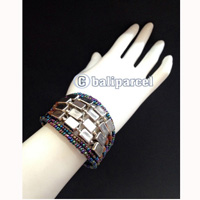 Bracelet, Handmade From Beads With Silver Metal