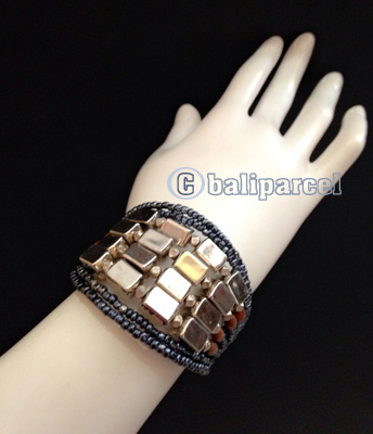 Bracelet, Handmade From Beads With Silver Metal