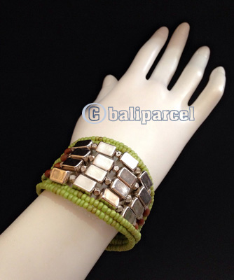 Bracelet, Handmade From Beads With Silver Metal