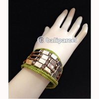 Bracelet, Handmade From Beads With Silver Metal