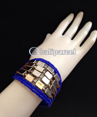 Bracelet, Handmade From Beads With Silver Metal