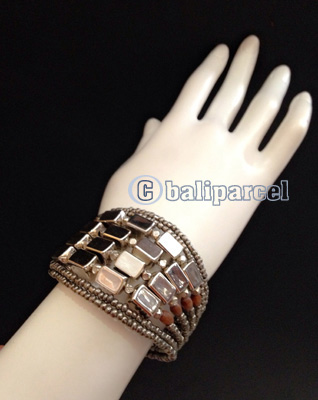 Bracelet, Handmade From Beads With Silver Metal