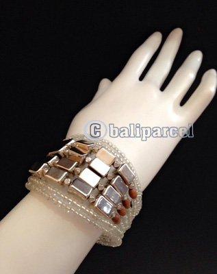 Bracelet, Handmade From Beads With Silver Metal