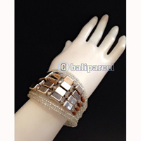 Bracelet, Handmade From Beads With Silver Metal