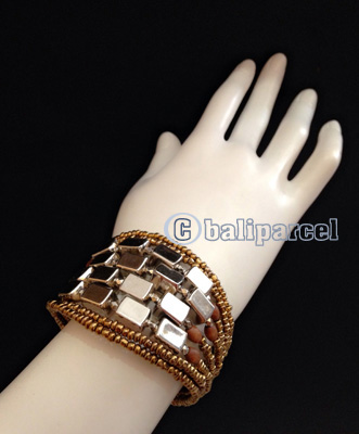 Bracelet, Handmade From Beads With Silver Metal