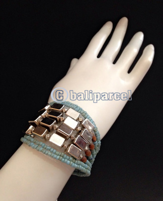 Bracelet, Handmade From Beads With Silver Metal